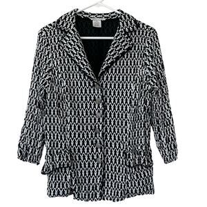 Alberto Makali light weight blazer 3/4 sleeve ruffle pocket stretch career L